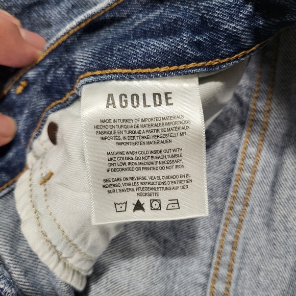 Agolde 90's Crop Mid Rise Straight In Hooked Organic Cotton Jeans Size 24 - Picture 7 of 15